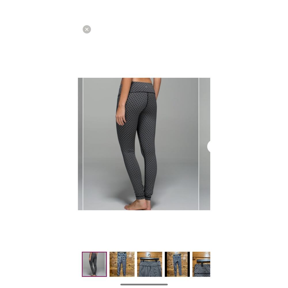Lululemon Wunder Under Full On Luon Leggings Tri Geo Silver Spoon Black‎ Size 8 - Picture 11 of 16